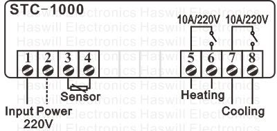 Pengontrol suhu digital STC-1000 - Diagram Pengkabelan lama