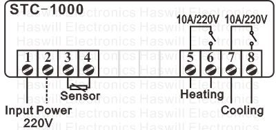 STC-1000 digitale temperatuurregelaar - oud bedradingsschema