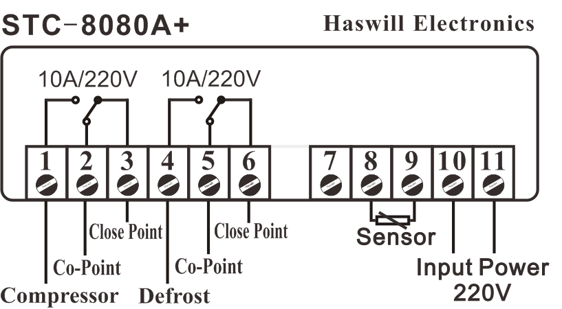 хөргөгч ба гэсгээх хянагч stc-8080A+ Утасны диаграмм