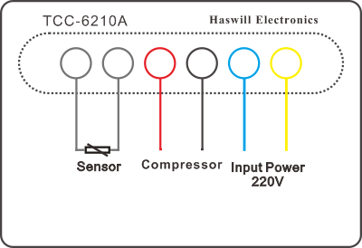 แผนภาพการเดินสายไฟของตัวควบคุมอุณหภูมิ TCC 6210A