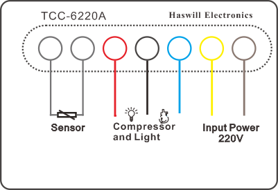 schemat połączeń regulatora temperatury i oświetlenia TCC 6220A