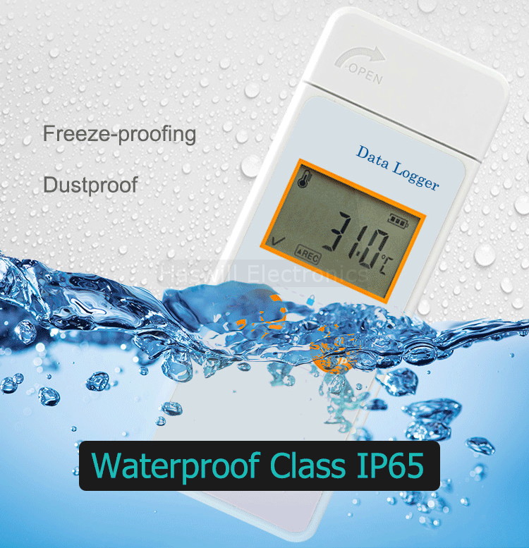 Enregistreur de température USB Haswill U114 avec avantage étanche IP65 Haswill U114 temperature logger IP65 CLASS WATERPROOF