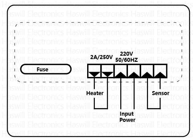 diagrama de cableado del controlador de calentador PID 113M de haswill